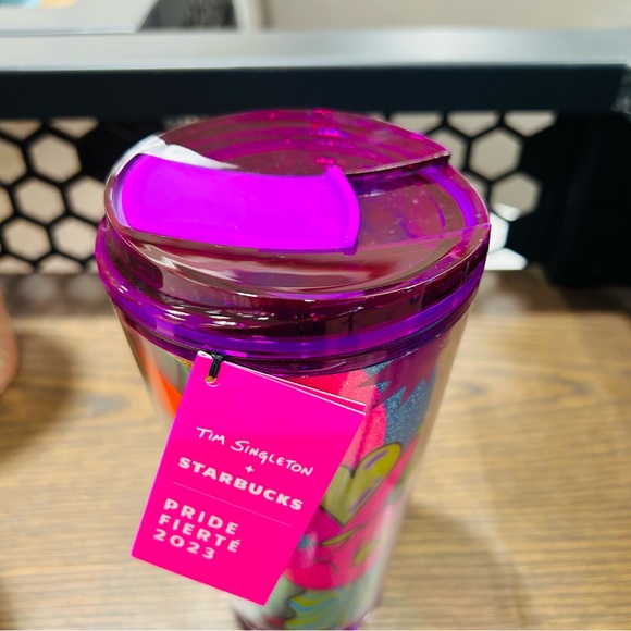 Starbucks Tim Singleton Pride Cup Holographic Tumbler Cold Brew 2023 Exclusive - Picture 5 of 11